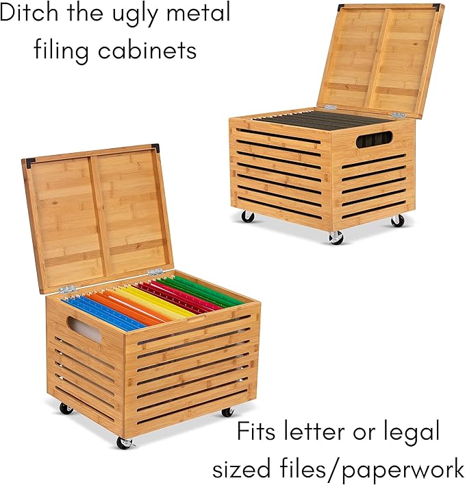 BIRDROCK HOME Rolling File Storage Organizer Box - Image 7