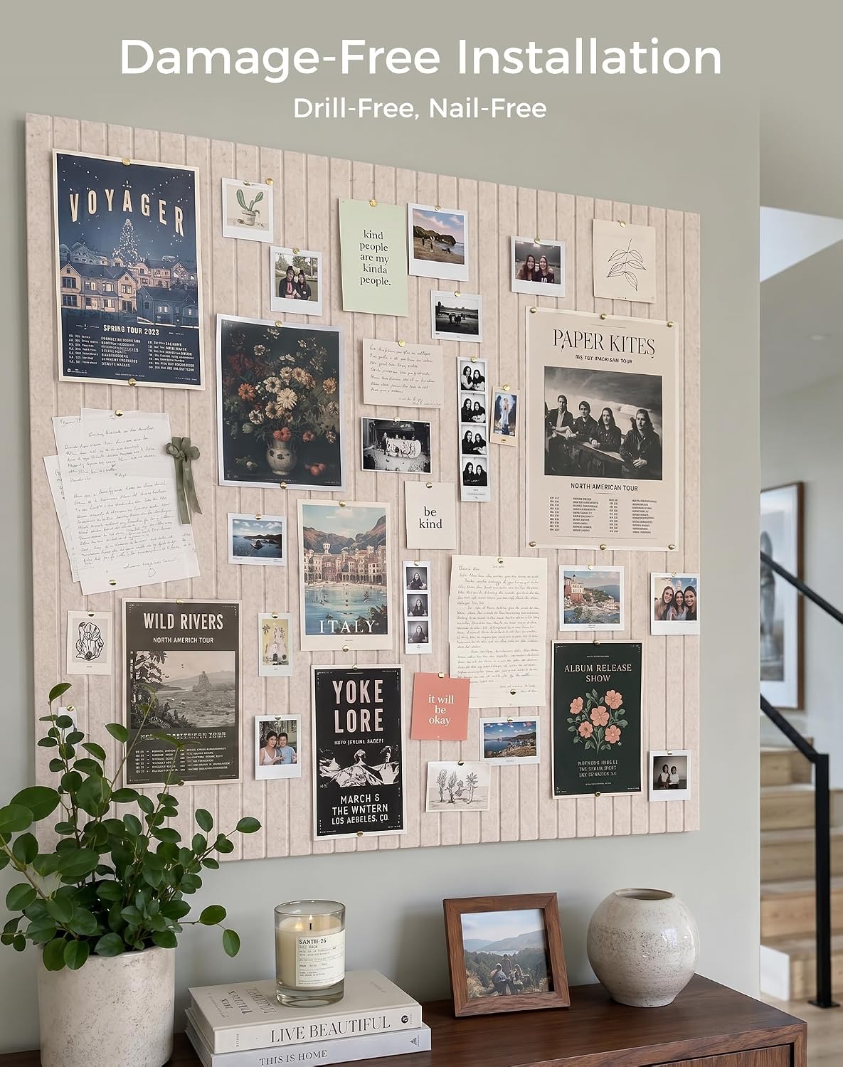 Aothia 48" x 36" Large Felt Bulletin Board, Oatmeal