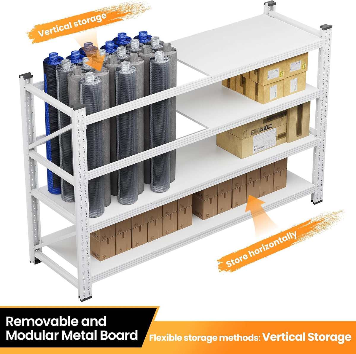60” Wide Heavy Duty Metal Garage Shelving, Adjustable Storage Shelf