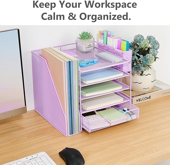 Gugsey Desk Organizer, 5-Tier Paper Letter Tray Organizer - Image 5