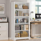 TVU 5-Tier Wooden Book shelf, Floor-Standing Display Bookcase, Farmhouse Style - Image 8