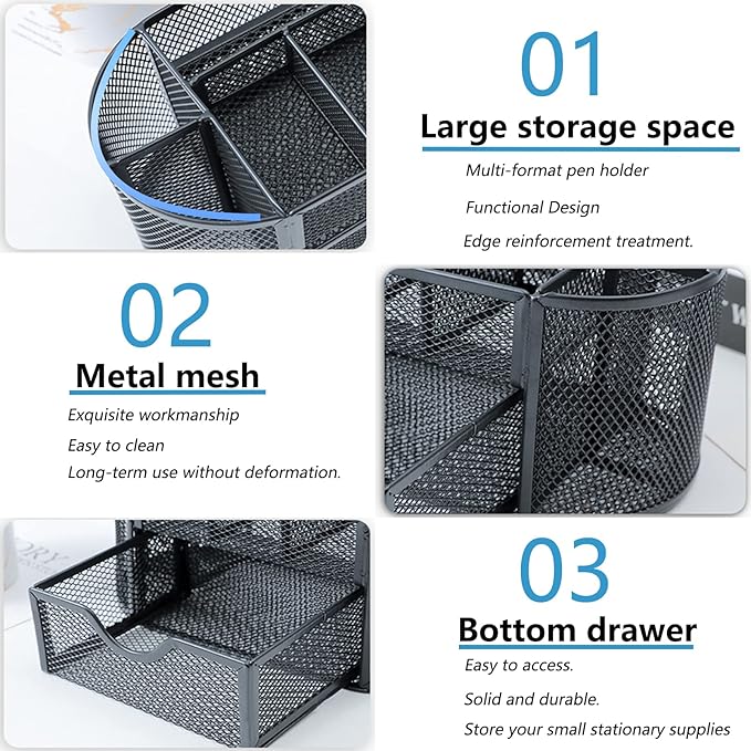 PAKASEPT Desk Organizers, Mesh Desk Organizer Caddy Supplies - Image 5