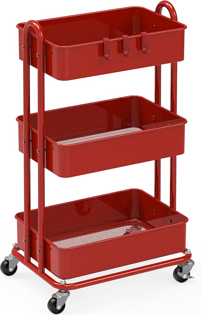 Simple Houseware 3-Tier Heavy Duty Metal Utility Rolling Cart by SimpleHouseware
