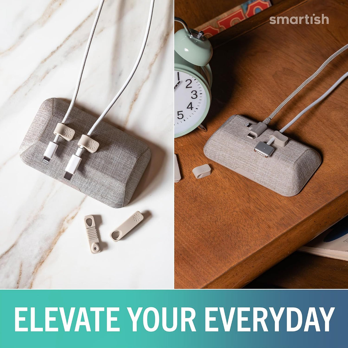 Smartish Magnetic Cord Holder, Bigger Cable Wrangler, Office Desk Organizer