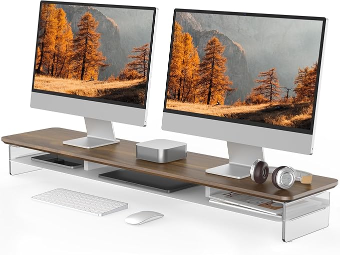 Fenge Acrylic Monitor Stand Riser, 42.5 Inches Dual Monitor Stand by Fenge