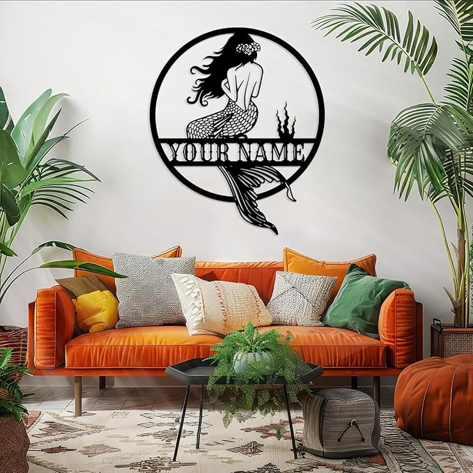 Custom Personalized Mermaid Name Metal Sign, Mermaid Wall Decor, Beach Theme - Image 3