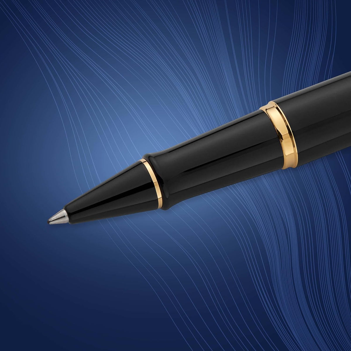 Waterman Expert Rollerball Pen, Gloss Black with 23k Gold Trim, Fine Point, B...