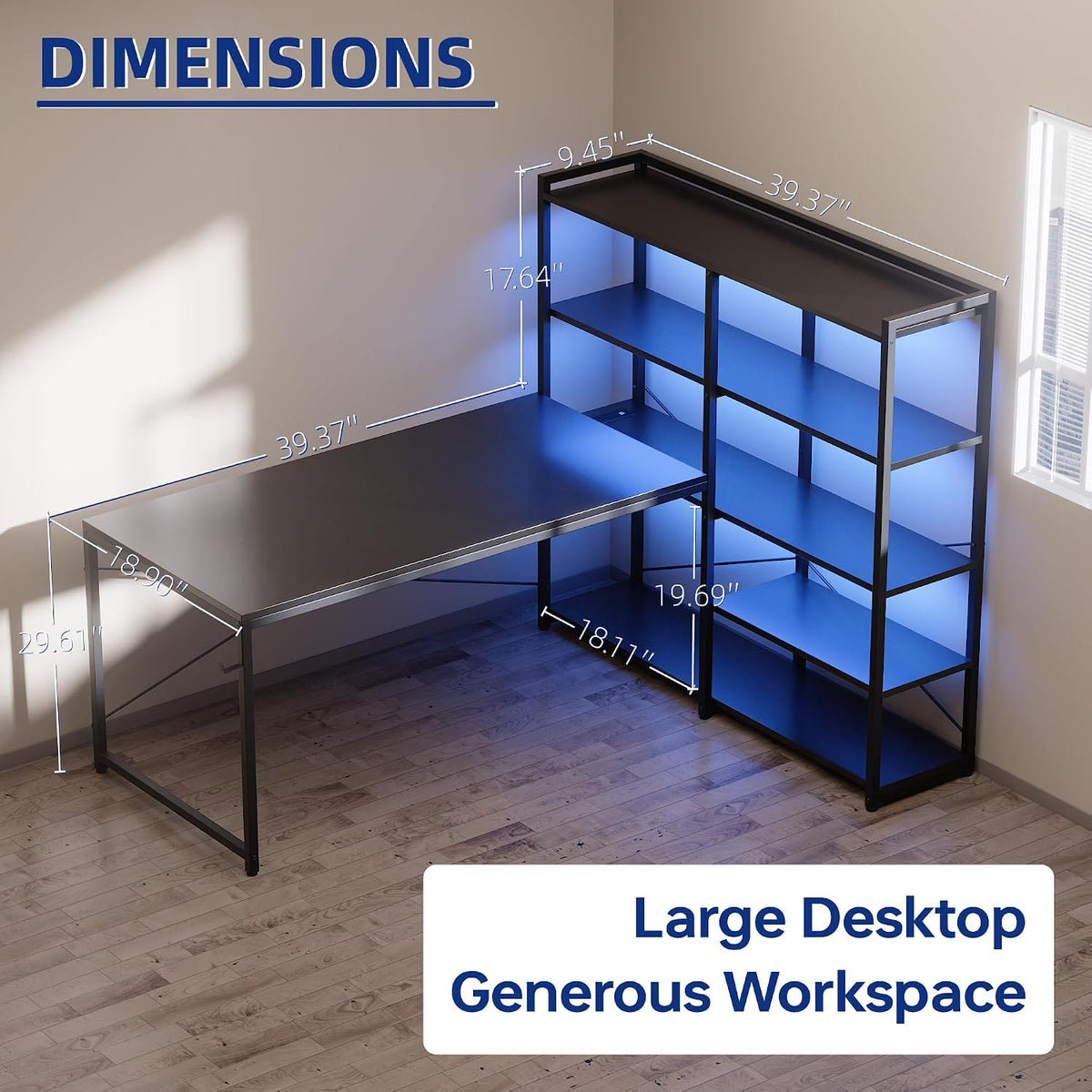 Pamray 49 Inch L Shaped Gaming Computer Desk with Shelves and Storage