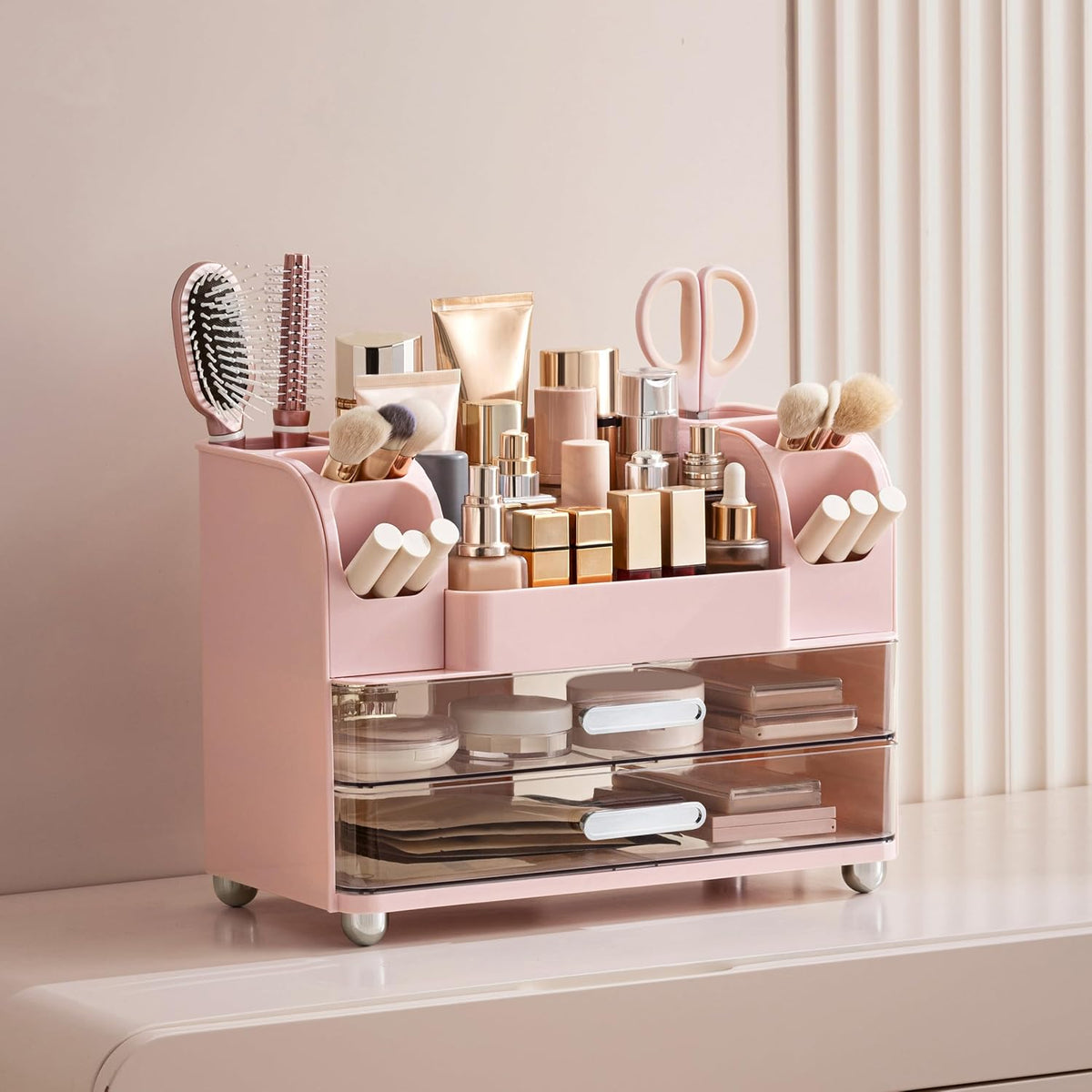 HBlife Makeup Organizer for Vanity with Brush Holder, Large Bathroom Countert...