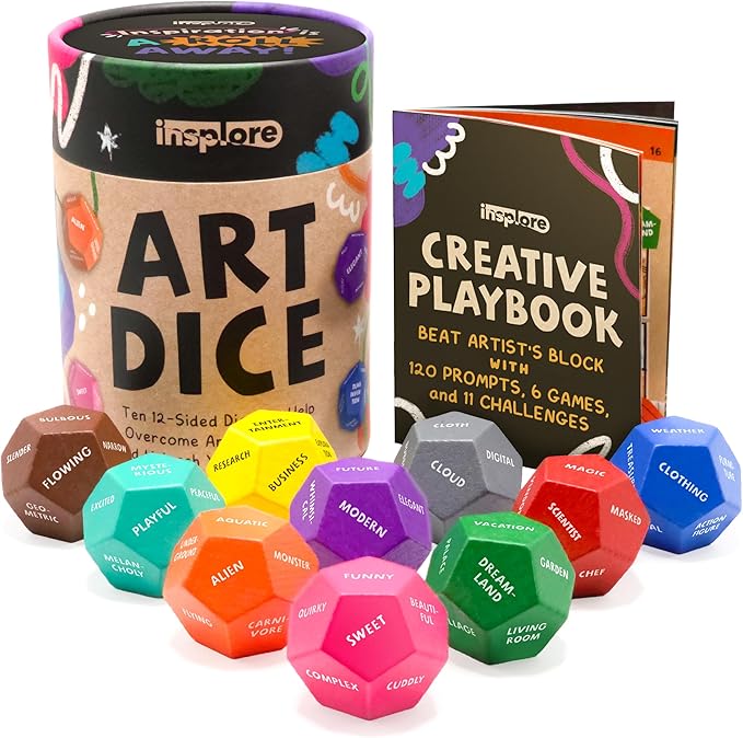 Art Dice – 12-Sided Wooden Dice by Insplore