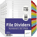Binder Dividers with Tabs 1-20 Numbered – A4 | Dividers by ThePaperShop