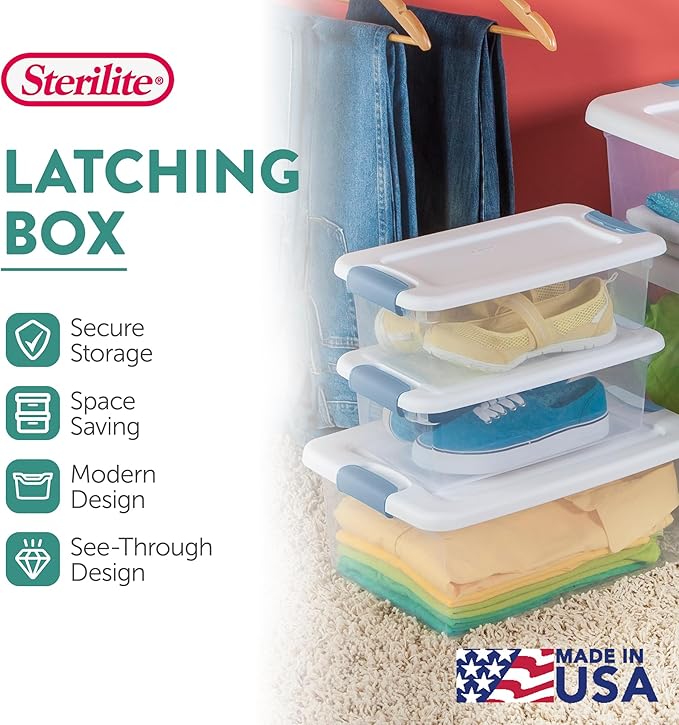 Sterilite 12-Pack Latching Box, Under Bed Storage Bins - Image 3