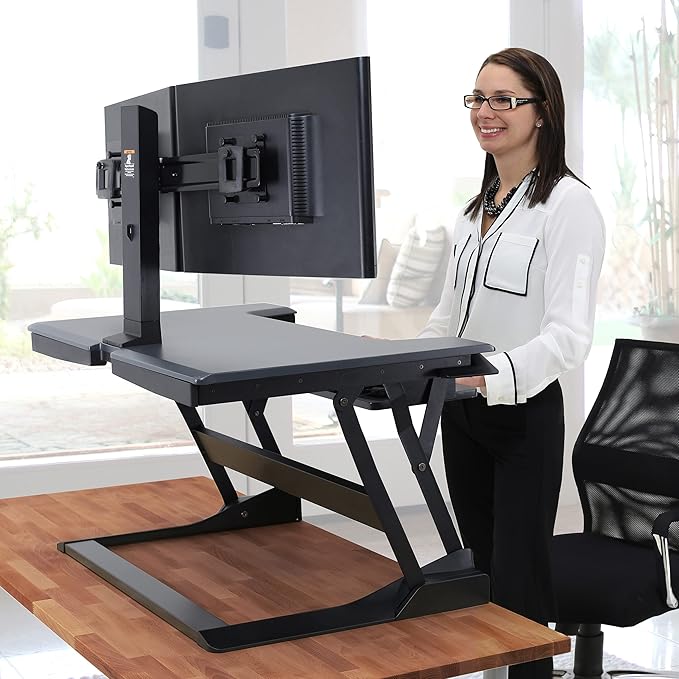 Ergotron – WorkFit-T Standing Desk Converter, Dual Monitor Sit Stand Desk Riser - Image 6