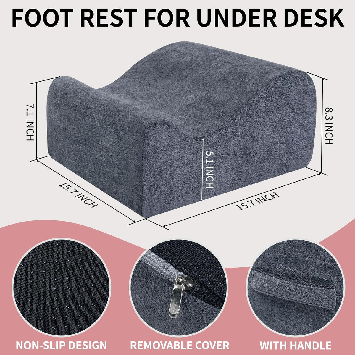Foot Rest for Under Desk at Work,Curved Ergonomic Footrest for Office, Blue