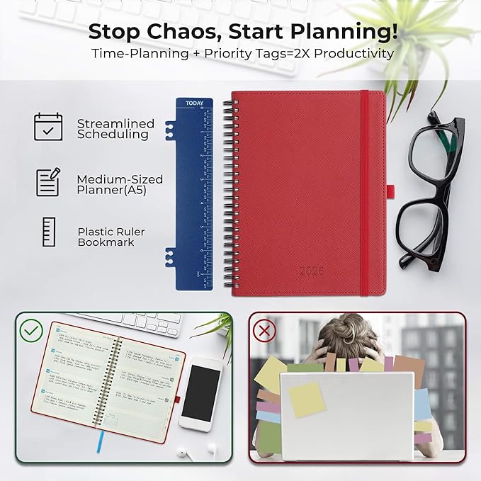 IN-LUXPRO Planner 2026 Daily Weekly and Monthly, 12 Months Spiral Bound - Image 8