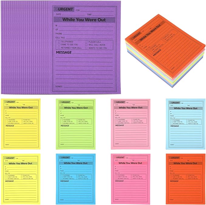 9Pack Phone Message Pads for Office, 4 x 5 Inch Self-Stick Note Pads, While You by Unknown