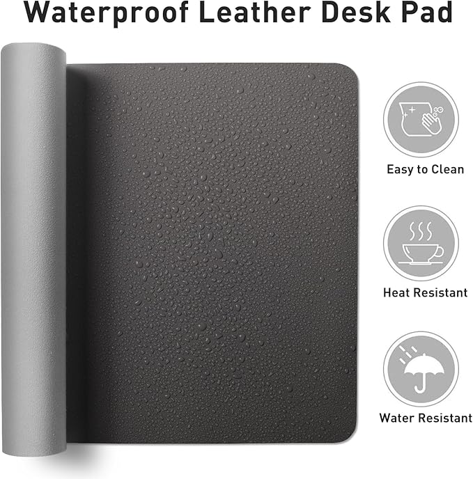 Aothia Leather Desk Pad Protector, Mouse Pad, Office Desk Mat, Non-Slip PU - Image 6