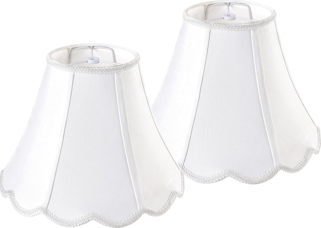 GOSO Bell Lamp Shades Set of 2 Medium Off White, Scalloped Lamp Shade