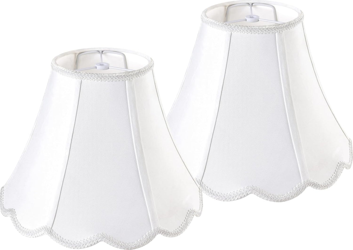 GOSO Bell Lamp Shades Set of 2 Medium Off White, Scalloped Lamp Shade
