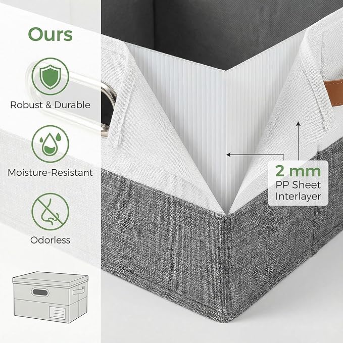 PRANDOM Storage Bins with Lids Linen Fabric Foldable Storage Boxes Organizer - Image 5