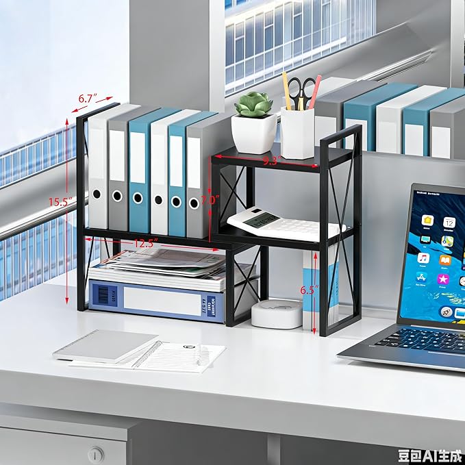 Yelinkws Desktop Shelf Organizer, Small Bookshelf - Image 2
