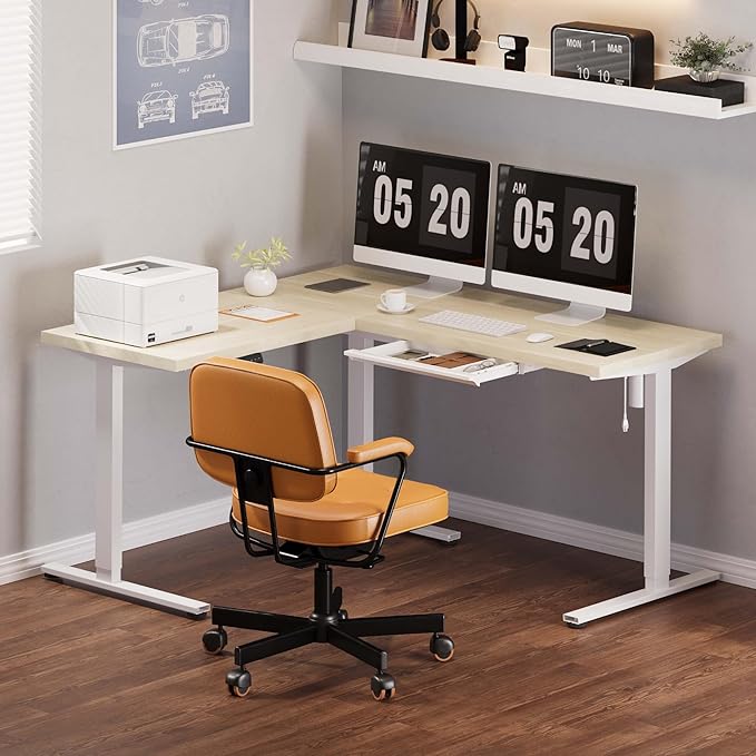 FLEXISPOT L Shaped Standing Desk, 63 x 55 Inch Electric Height Adjustable - Image 2