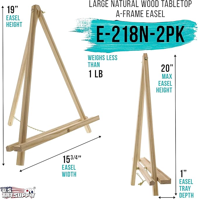 U.S. Art Supply 20" Natural Wood Tabletop Easel - Image 2