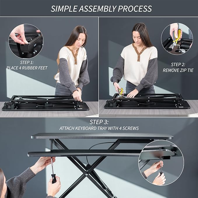 VIVO 26 inch Desk Converter, K Series, Height Adjustable Sit to Stand Riser - Image 7