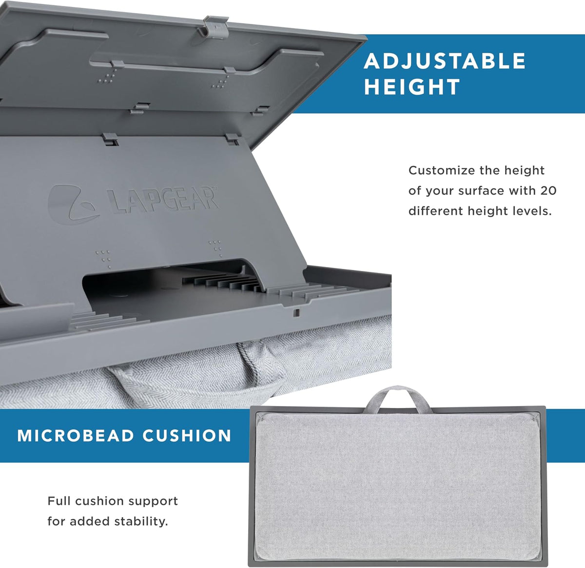 LAPGEAR Ergo Pro Lap Desk with 20 Adjustable Angles, Mouse Pad, and Phone Hol...