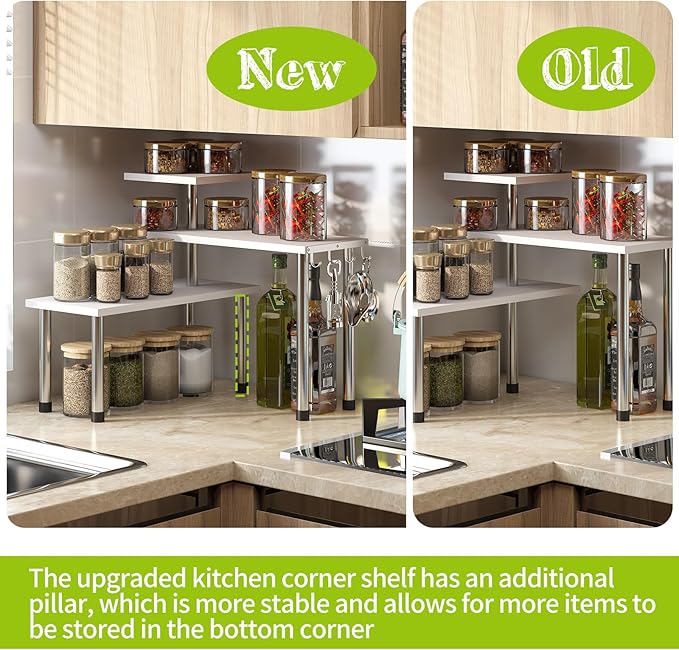 BMOSU Kitchen Corner Shelf Countertop Organizer - Image 4