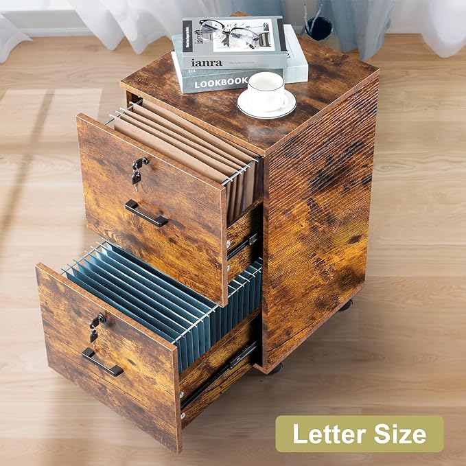 VINGLI 2-Drawer Small Rolling File Cabinet - Image 2