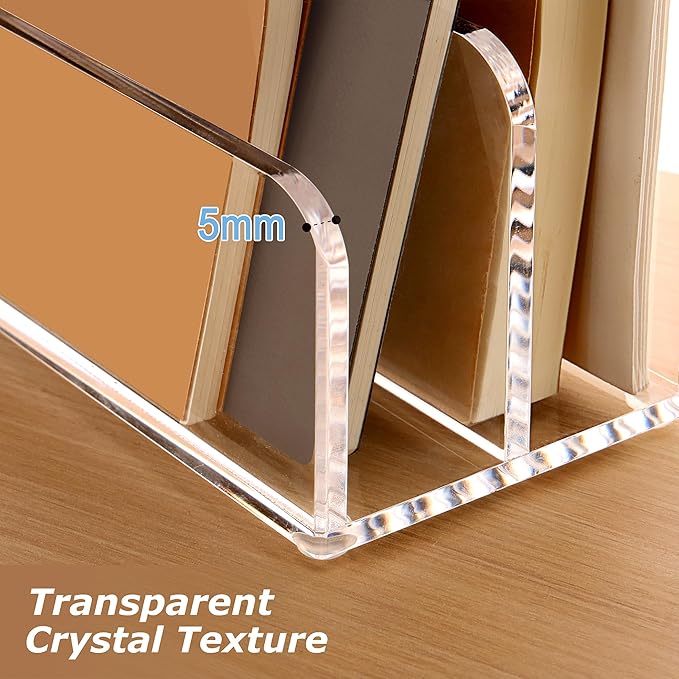 SANRUI Acrylic Mail Sorter Desktop Organizer Holder, 2 Compartments Clear Small - Image 5