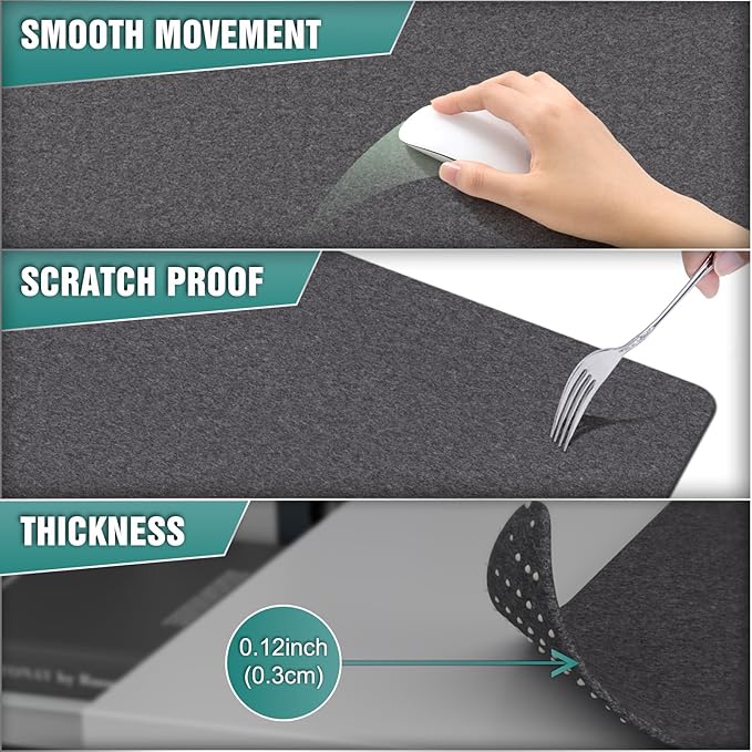 K KNODEL Felt Desk Mat, Large Desk Pad Protector, Office Computer Desk Mat - Image 2