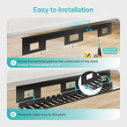 PEGZONE Under Desk Cable Management Tray, 31.5 Inches Metal Cord Organizer Rack - Image 8