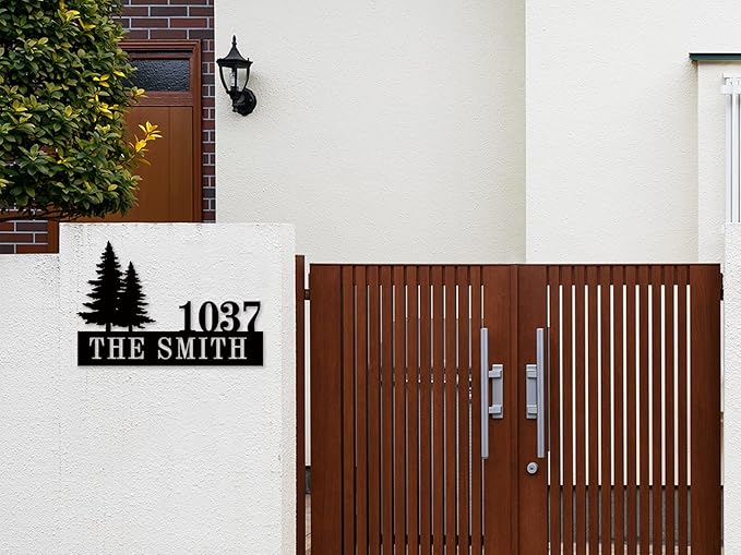 Personalized Pine Trees House Number Metal Sign Custom Address Metal Signs - Image 2