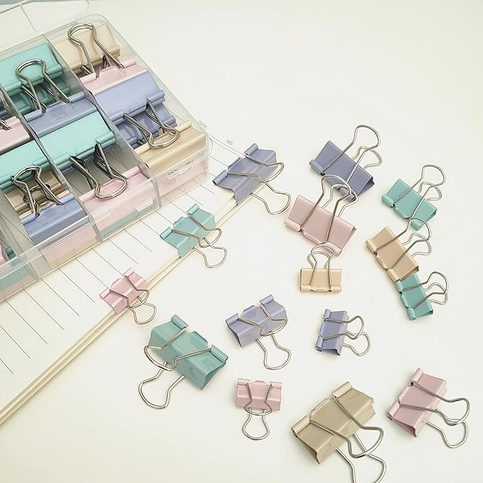 76 Pcs Colored Binder Clips Paper Clamps Assorted Sizes Small Medium Large - Image 5