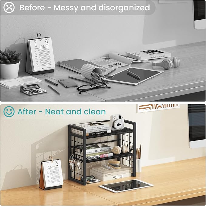 ELITEROO Desk Shelf Organizer, 2 Tier Desktop Bookshelf - Image 6