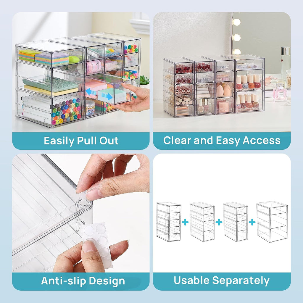 vtopmart 4 set acrylic desk organizer with 16, front angle view