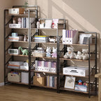 JSB No Assembly Folding Bookshelf, 6 Tier Industrial Metal Book Shelf - Image 5
