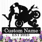 Custom Motorcycle Couple Metal Signs Personalized Biker Couple Name Sign Custom by HengMeiZiK