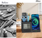 TopMade Wireless Charger with Pen Holder, Leather Desk Nightstand Organizer - Image 3