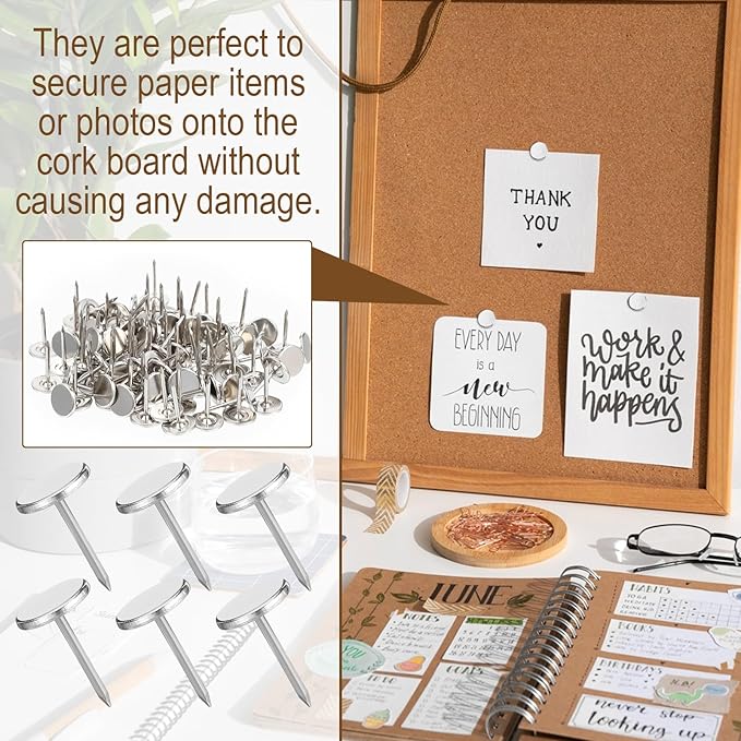 100 Pcs Heavy Duty Thumb Tacks, 7/16 Inch Flat Head Carpet Tacks, Decorative - Image 7