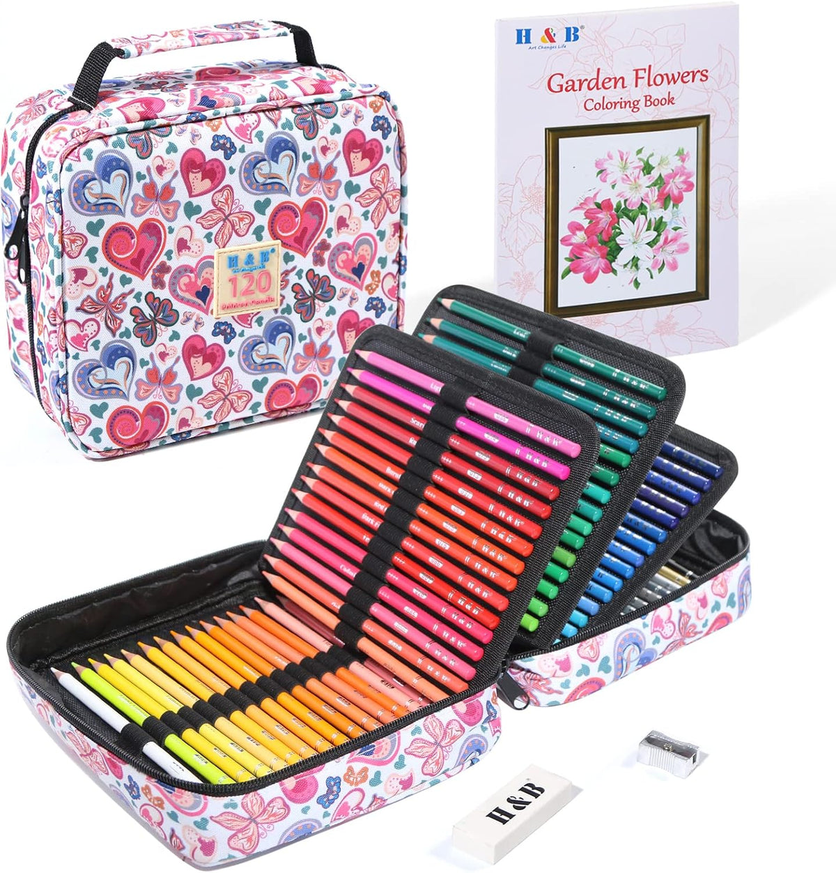 h & b 120 oil-based colored pencils set, main product view