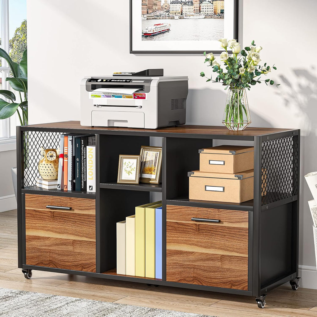 tribesigns 2 drawer wood file cabinets, modern mobile, main product view