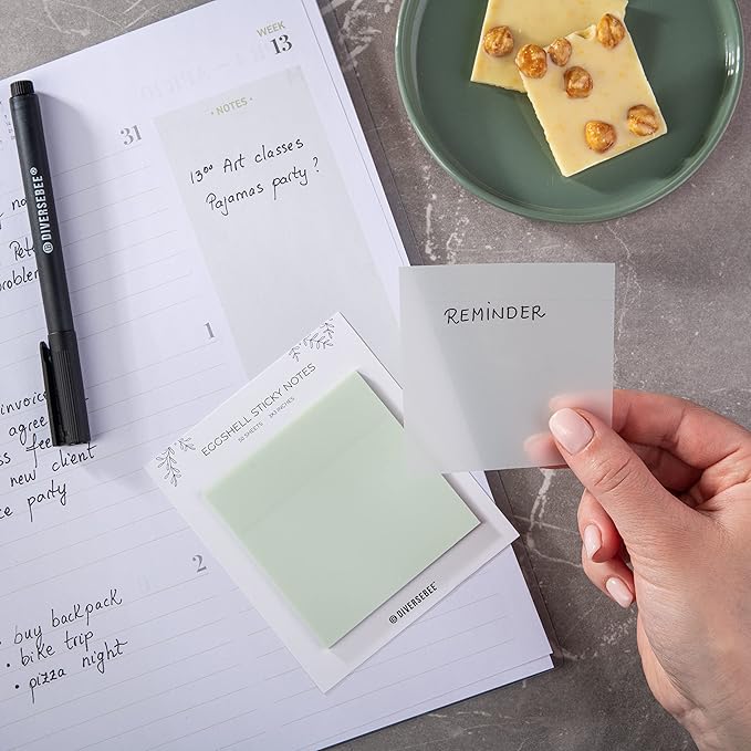 DiverseBee 50 Sheets Pastel Transparent Sticky Notes, 3x3” Clear Sticky Tabs - Image 4