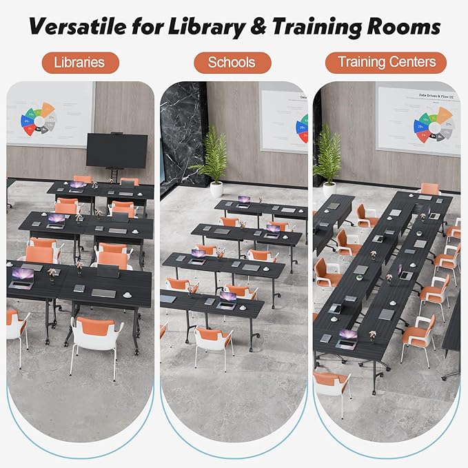 Goakwwuz Conference Room Table, Folding Conference Tables, Thicken Grey Tabletop - Image 5
