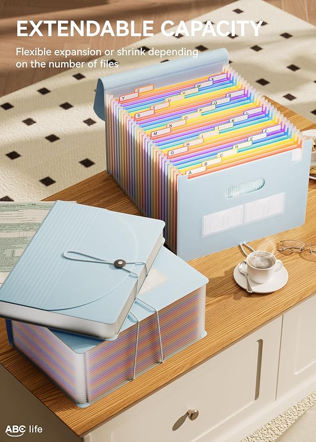 ABC life 26-Pocket Accordion File Organizer, Expanding File Folder, Letter/A4 - Image 2