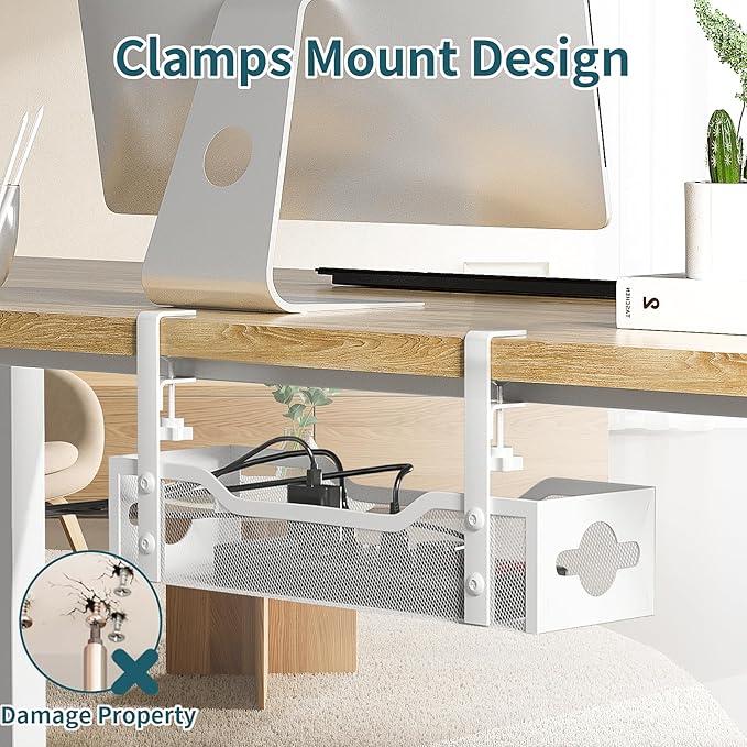 Under Desk Cable Management Tray White, Litwaro Cable Management Under Desk No - Image 3