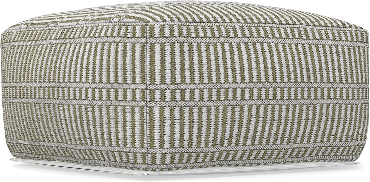 SIMPLIHOME Safford 20" Wide Square Pouf in Natural/White PET Polyester