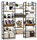 NUMENN Triple Wide 6 Tier Bookshelf, Adjustable Rustic Industrial Style Book by NUMENN